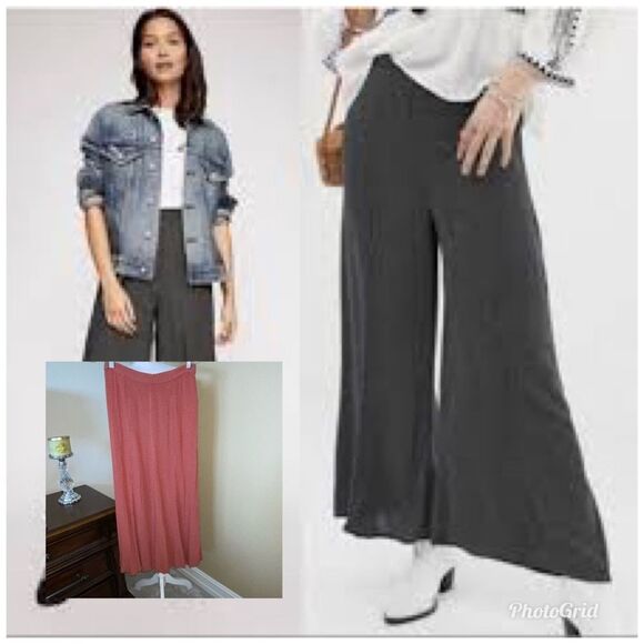 Free People Wild And Free Flare Wide Leg Pants Brown Polka Dot 8 - Picture 1 of 5